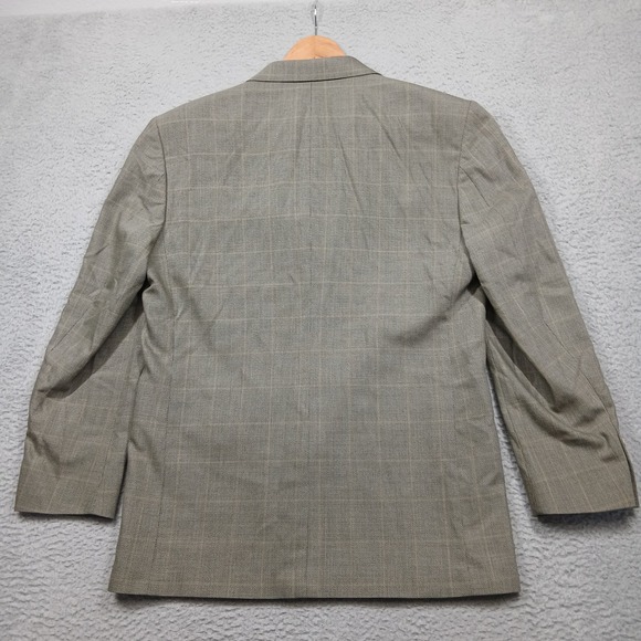 Oscar de la Renta Men's 42R 100% Wool Blazer Gray Plaid Sport Coat - Picture 2 of 7